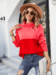 Denver Mock Neck Contrast Knit Sweater
