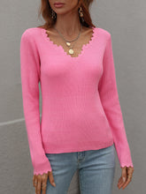 SCALLOP KNIT TOP - FUSCHIA