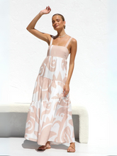 Jovienne Flowy Tiered Maxi Dress - Apricot