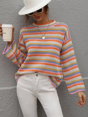 LALLIE KNIT TOP - PINK STRIPE PRINT