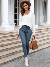 Liberty V-Neck Knit Sweater - White