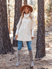 Milligan Oversized Turtleneck Sweater - Beige