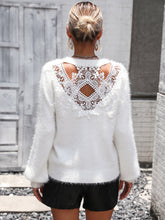Pretty Petals Lace Floral Pullover Sweater - White