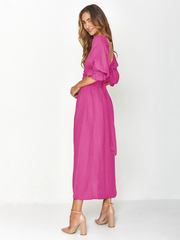 SUNSET SANDS TWO WAY WEARABLE MIDI DRESS - FUCHSIA