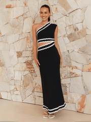 Aubrianna Colorblock Cut-Out Maxi Dress - Black