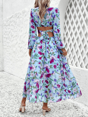 Emery Paisley Chiffon Maxi Dress - Blue