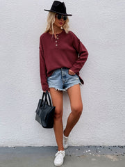 ADYN COLLARED BUTTON DOWN KNIT SWEATER - WINE