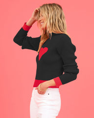 Central Heart Knit Top - Black