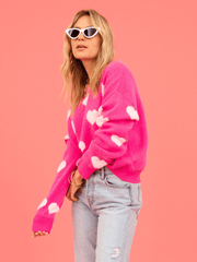 Heart To Valentine Pullover Sweater - Pink