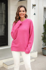 Clever One Knit Pullover Sweater - Rose
