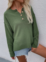ADYN COLLARED BUTTON DOWN KNIT SWEATER - GREEN