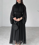 NERMAL Black Long Sleeve Midi Dress