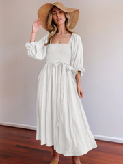 CALL IT LOVE TWO WAY TIERED MIDI DRESS - WHITE