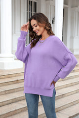 Stanton Crewneck Knit Sweater - Purple