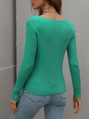 SCALLOP KNIT TOP - GREEN