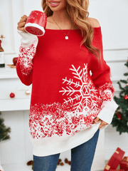 Snowing Out Knit Sweater - Red
