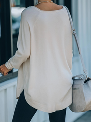 OVERSIZED COLLARED DOWN KNIT SWEATER - BEIGE