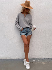 ADYN COLLARED BUTTON DOWN KNIT SWEATER - GREY