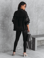 KNIGHTLY POCKETED STUDDED FRINGE DENIM JACKET