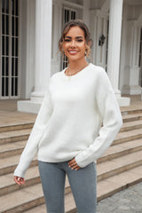 Clever One Knit Pullover Sweater - White