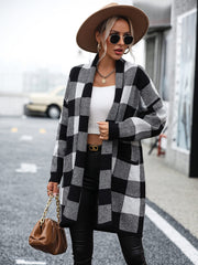 Checkmate Pocketed Knit Cardigan - Black