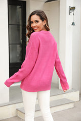 Clever One Knit Pullover Sweater - Rose