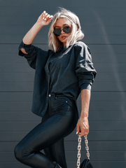 Thinking Out Loud Cotton Denim Shacket - Black