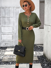 Massey Knit Midi Sweater Dress - Olive