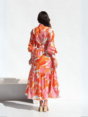 Emery Paisley Halter Maxi Dress - Orange