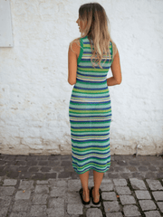 VACAYS CHEVRON KNIT MIDI DRESS - GREEN