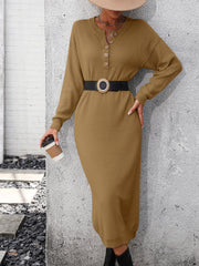 Massey Knit Midi Sweater Dress - Khaki