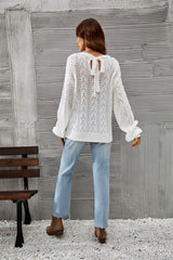 Amsterdam Perforated Knit Sweater - White