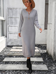 Massey Knit Midi Sweater Dress - Grey