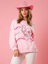 Love You Sequins Glitter Sweater - Pink