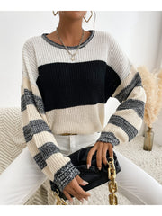 Black Grey Stripe Block Sweater