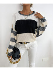 Black Grey Stripe Block Sweater