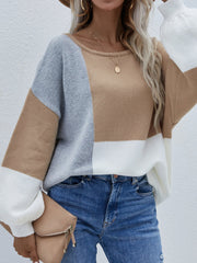 Color Block Pattern Knit Sweater