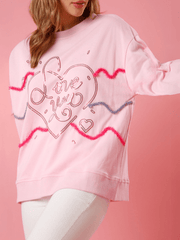 Love You Sequins Glitter Sweater - Pink