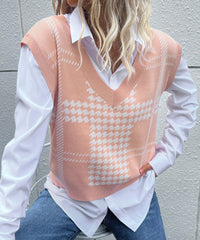 Harvard Knit Sweater Vest - Pink