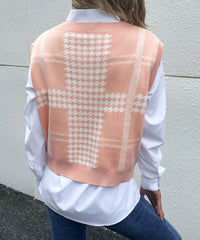 Harvard Knit Sweater Vest - Pink