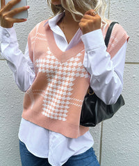 Harvard Knit Sweater Vest - Pink