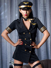 Airhostess Costume Double Breasted Stamping 5 Piece Halloween