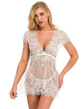 Babydolls Lingerie Lace up Floral Print Backless Lace Sexy