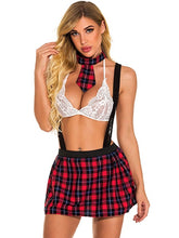 Bedroom Costume Lace T Back Tie Top Mini Skirt 4 Piece Set Lingerie