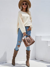 DORETTA Beige Oversized Front Pocket Knit Sweater
