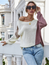 GRANIA Two Tone Color Block Knit Sweater - Beige