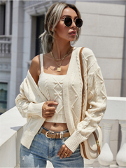 RACHAELS Knit Cardigan Set - Beige