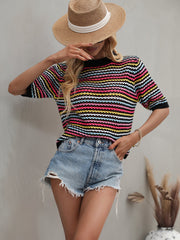 BEE CROCHET KNIT TOP - BLACK