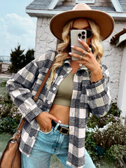 DISTRESSED PLAID SHACKET - BLACK