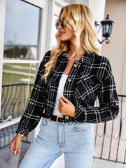 HONEYCOMB PLAID SHACKET - BLACK
